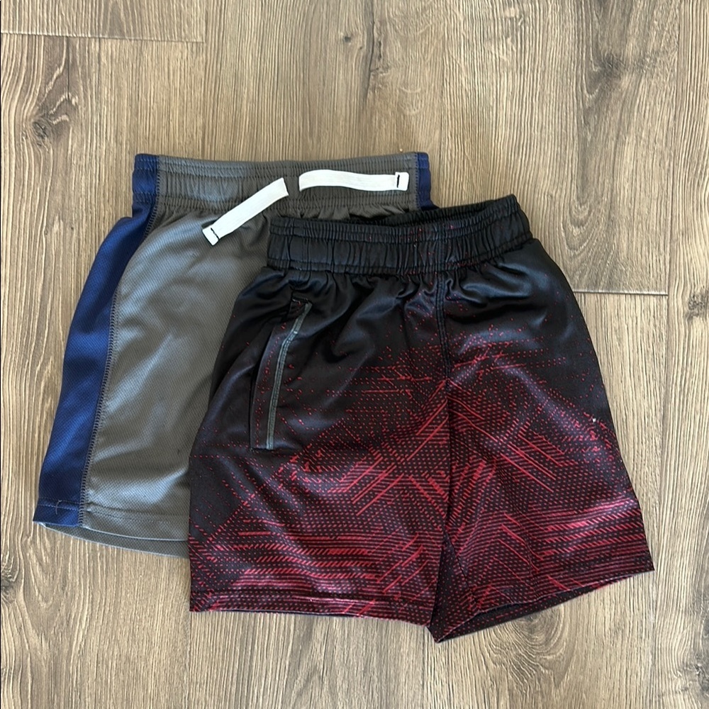 Red and Gray Athletic Shorts Set
